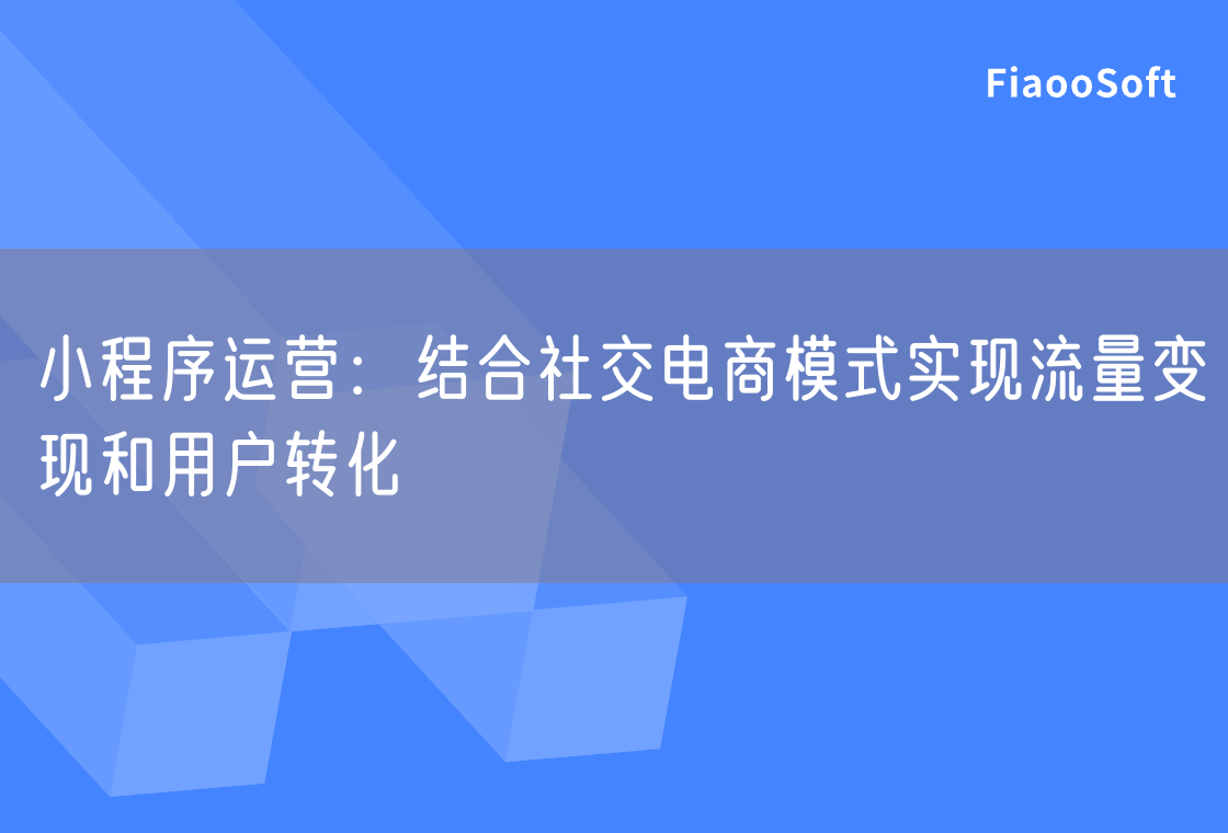 小程序運(yùn)營：結(jié)合社交電商模式實(shí)現(xiàn)流量變現(xiàn)和用戶轉(zhuǎn)化